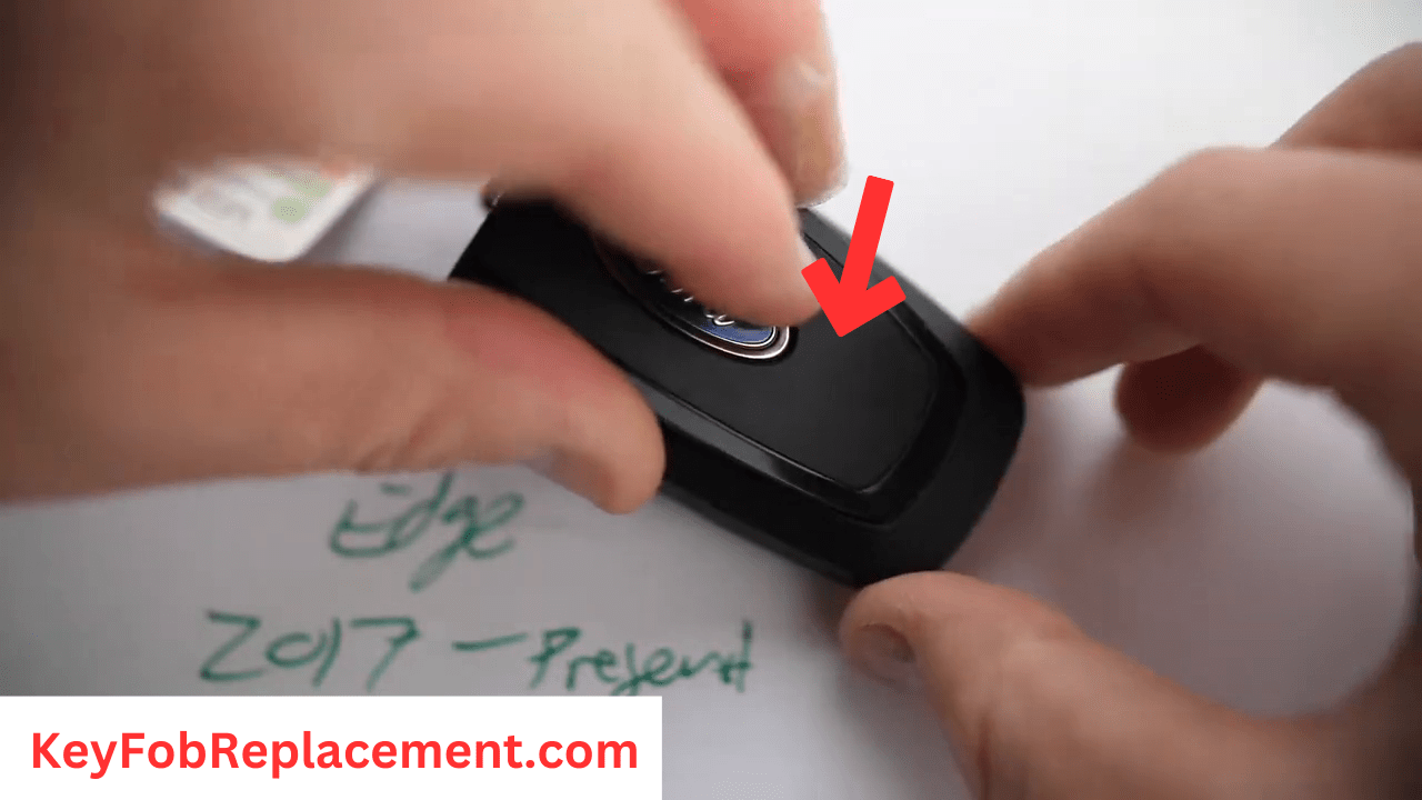 Ford Edge Key Fob Replace battery cover, press slightly