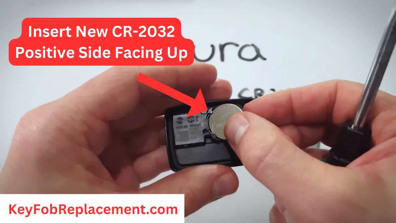 Install Acura RDX Smart 4-Button key fob new CR2032 battery carefully