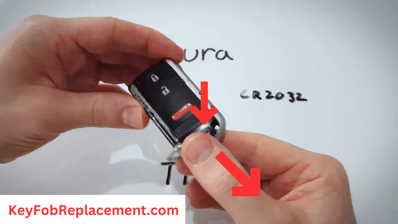 Remove internal key, press back button Acura TL “Silver Sides” Key Fob