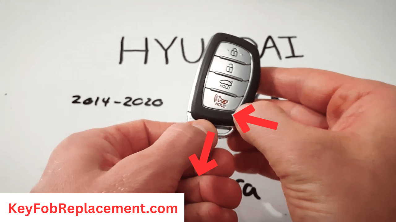 Hyundai Elantra Press bottom button on fob to release key